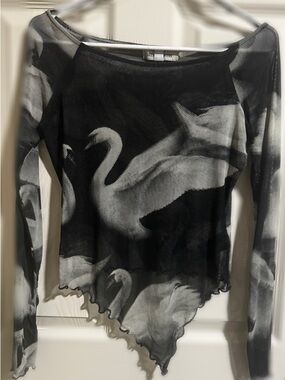 Urban Outfitters Black & White Mesh Graphic Top